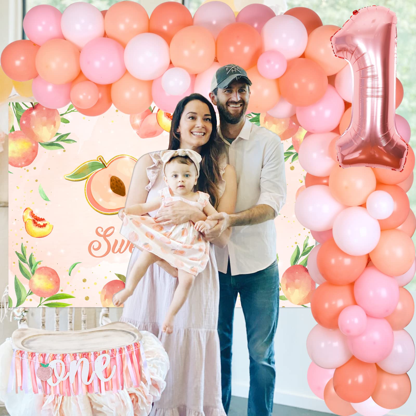 Décorations De Fête D'anniversaire De Pêche « Happy Birthday