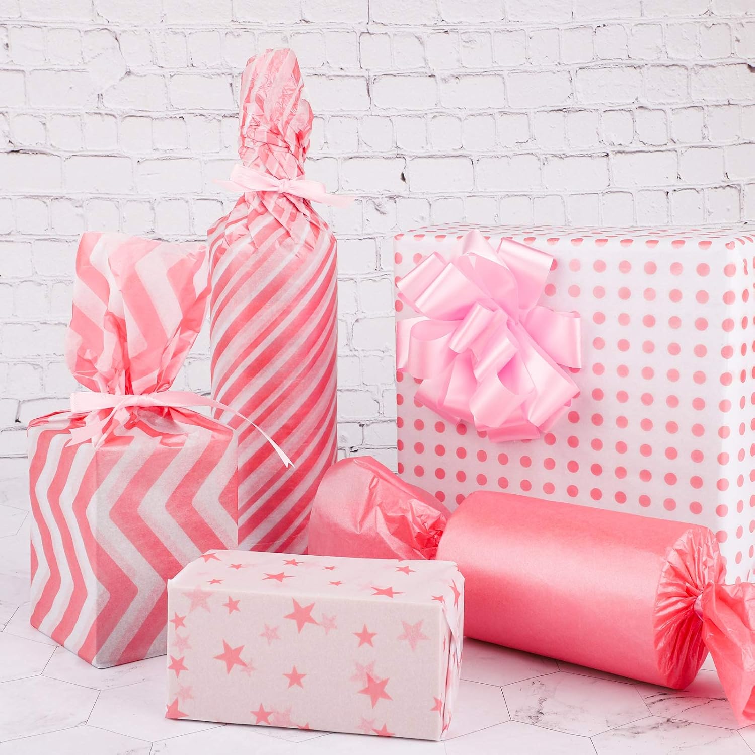 Ruisita 120 Sheets Pink Gold 6 Styles Tissue Paper Sheets Assorted Folded Gift Wrap Paper Craft Paper Decorative Paper Art Tissue for Weddings Birthday Parties DIY Crafts, 20 x 14 Inch : Health & Household