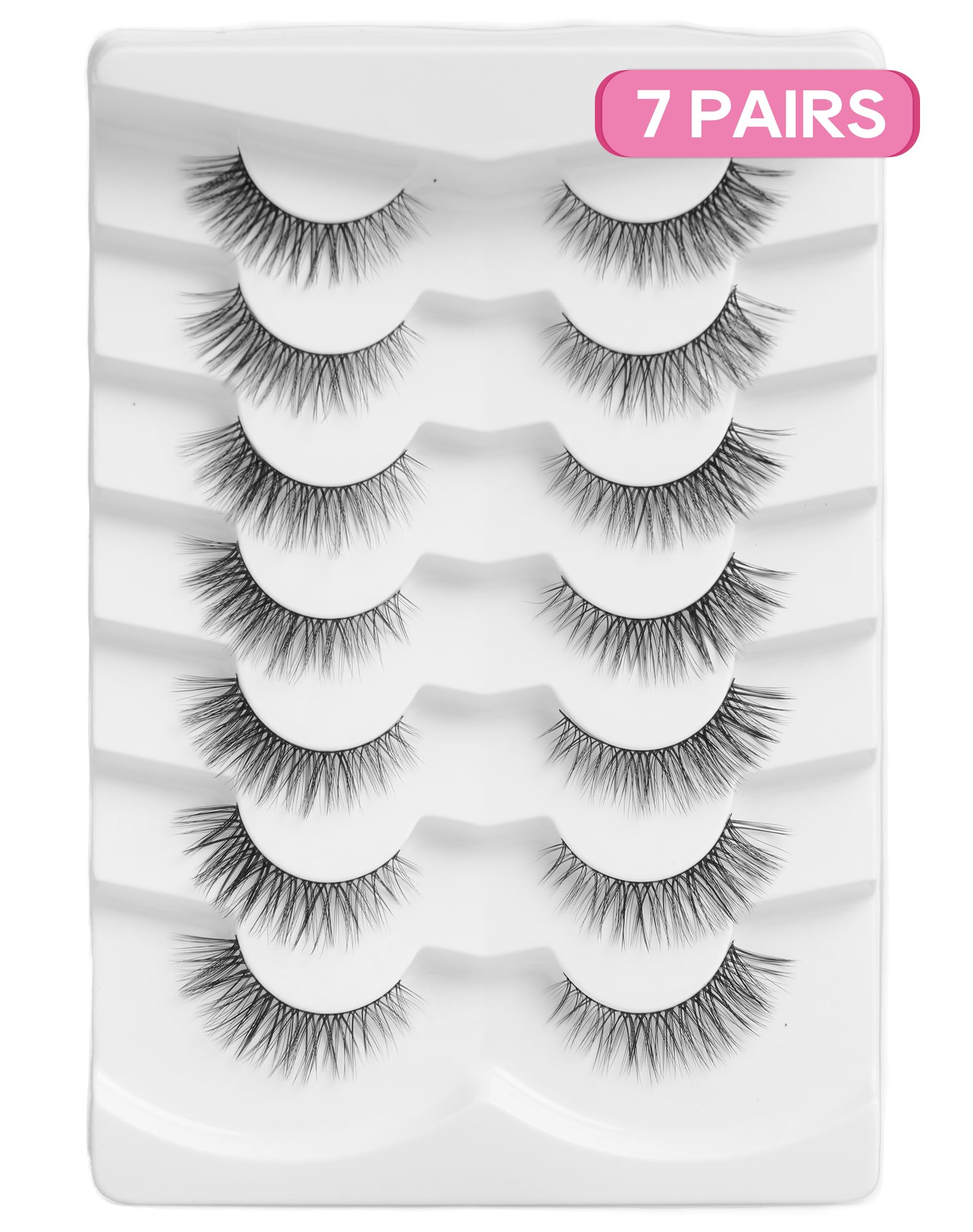 Mink Lashes Natural Look Wispy Eyelashes Short Wispy False Lashes 9mm 3D Strip Fake Eyelashes C Curl Eye Lashes 7 pairs S2