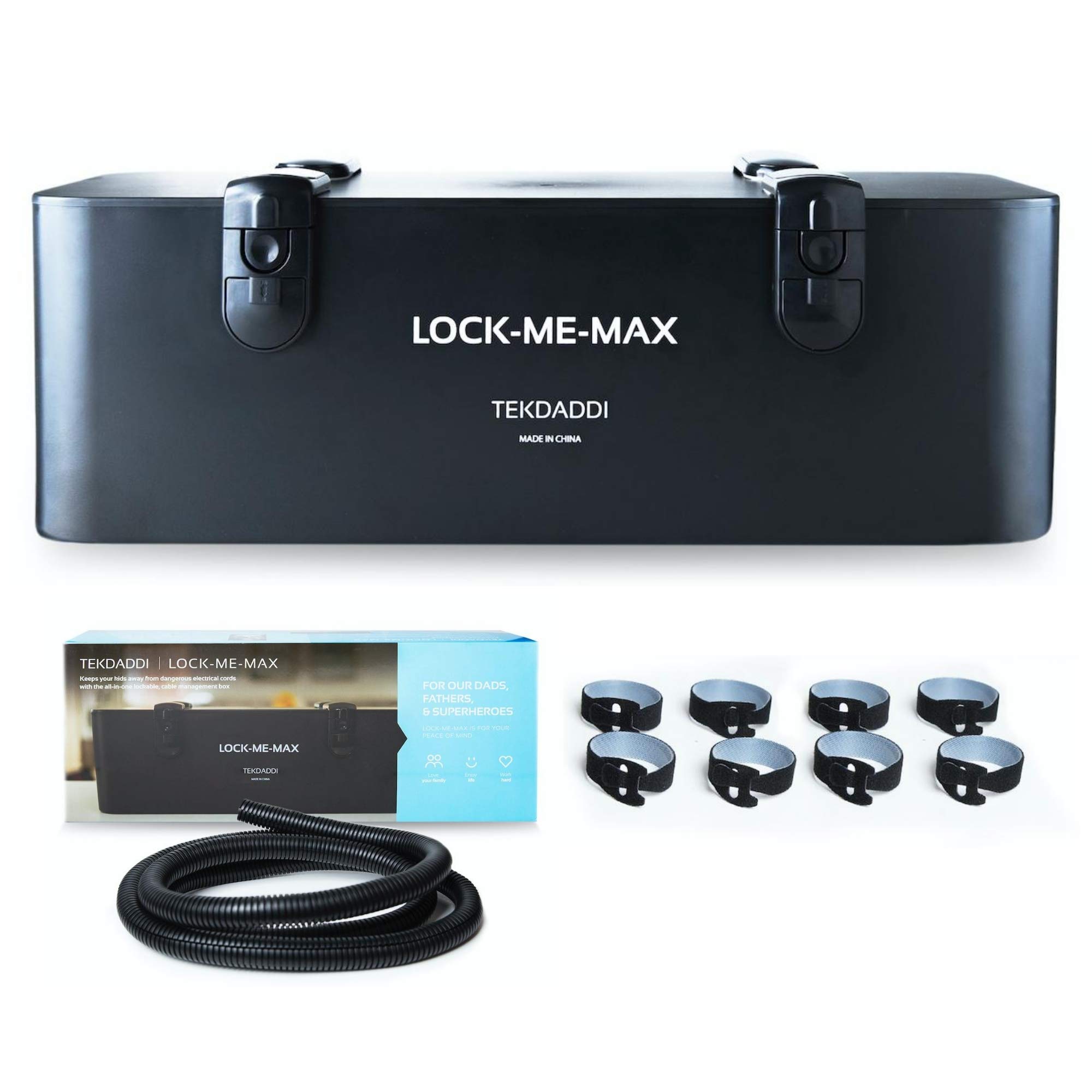 Lock-Me-Max Power Strip Cover Baby Proof and Electrical Cord Cover Set Helps Protect Your Baby, Toddler, Child from Power Strips, Electrical Cords, Power Adapters, and Surge Protectors