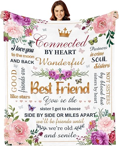 Regalos de cumpleaños para mejores amigas, manta de mejor amiga, regalos para mejores amigas, mujeres, ideas de regalos para mujeres, manta de