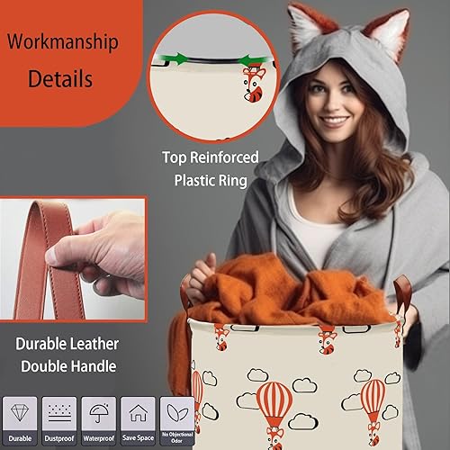 Miniatura 3 de Cesta de almacenamiento BOOHIT, cesta plegable de tela de lona para ropa sucia con asas, organizador de juguetes para habitación de niños, oficina,