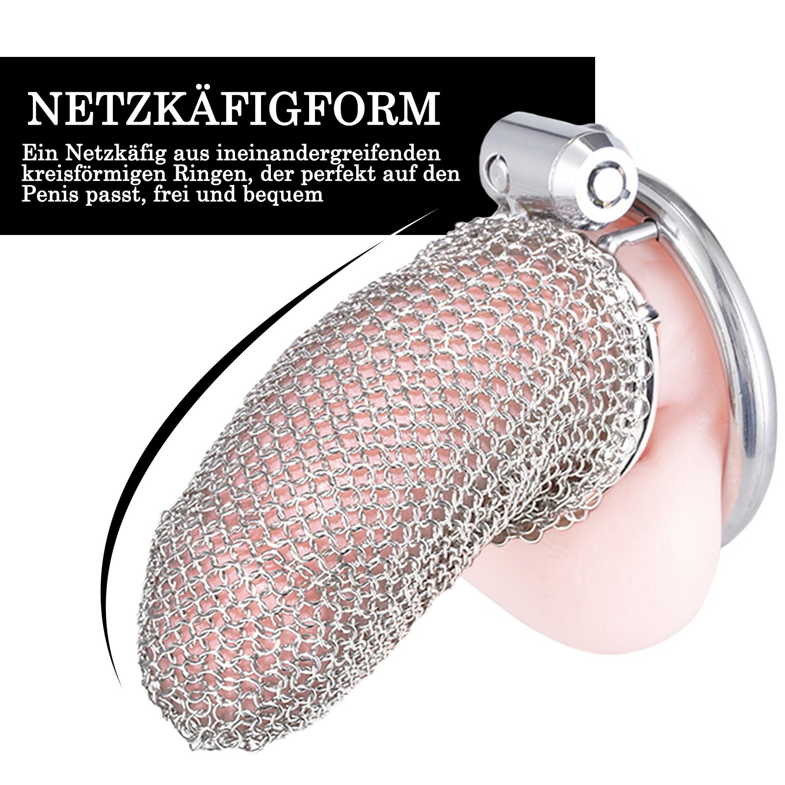 BDSMYEE Chastity cage in Acciaio inossidabile, chastity cage pene per Prevenire L'erezione, gabbia di castità per uomo, cock cage SM bondage slave sex toys (Lungo)