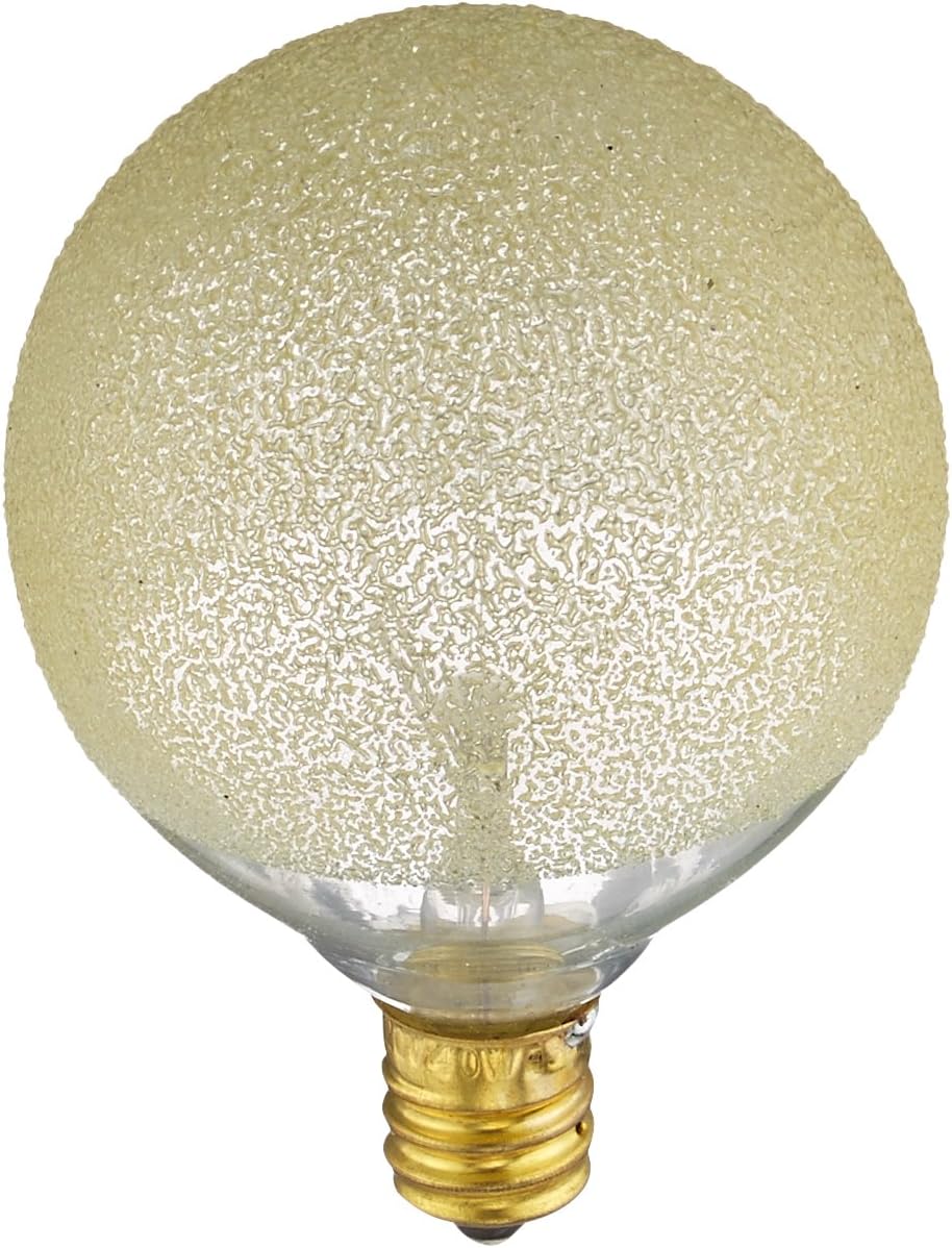 Bulbrite 40G16/ICE/E12 Incandescent Crystal Collection G16 Globe Light with Candelabra Base, 40-watt, Amber Ice