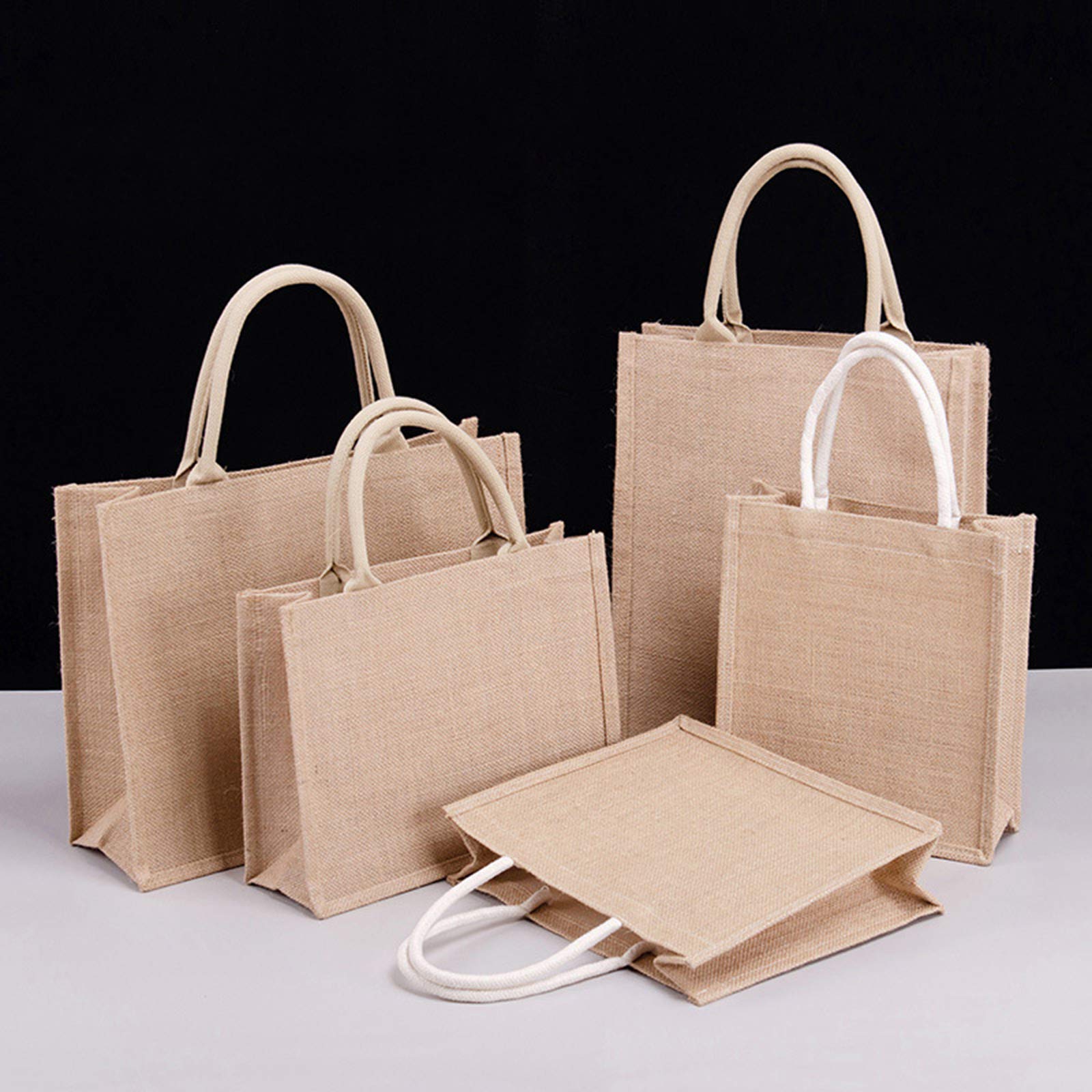Sac Réutilisable En Toile De Jute Avec Poignées Rondes 32 20 X 25 Cm - Pack De 10 Unités