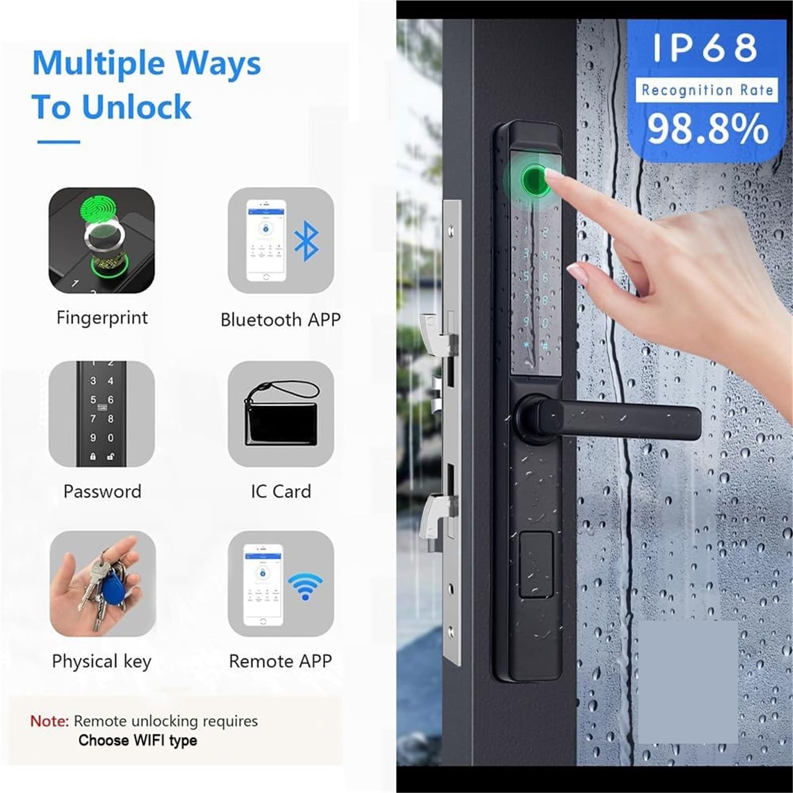 Smart Lock, 85 Korpus zamka Inteligentny zamek WIFI do aluminiowych drzwi tarasowych Smart Life Aplikacja App Uchwyt Elektroniczny zamek cyfrowy linii papilarnych(3585 Sliding)
