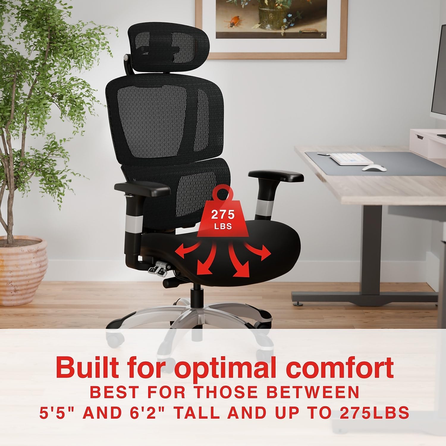 Image showing the STAPLES Hyken Pro chair with a 275 lbs weight capacity icon