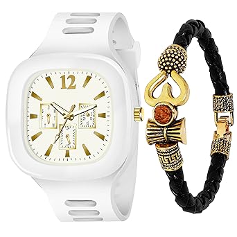 Casera New ADDI Stylish Designers Square Dial and with Leathers Bracelet Analog Silicon Strap Watches for Boy and Men