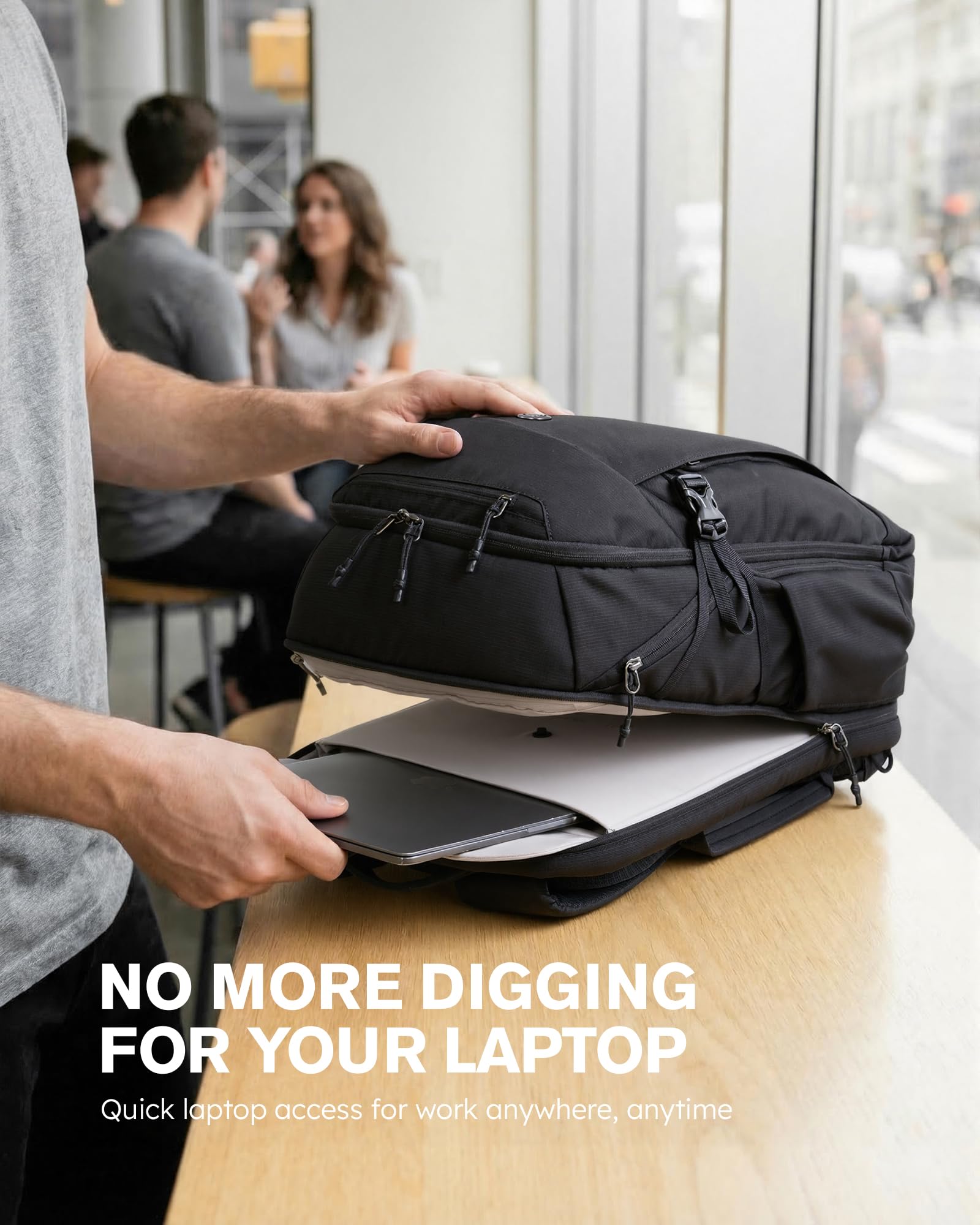 Tolaccea Zaino Porta PC con scomparto EVA per Laptop 15,6″ – Zaino da Viaggio 32L, Zaino Uomo Lavoro e Bagaglio a Mano per Aereo, Resistente all’Acqua e Antifurto, con Tasca Umida e Cerniere YKK