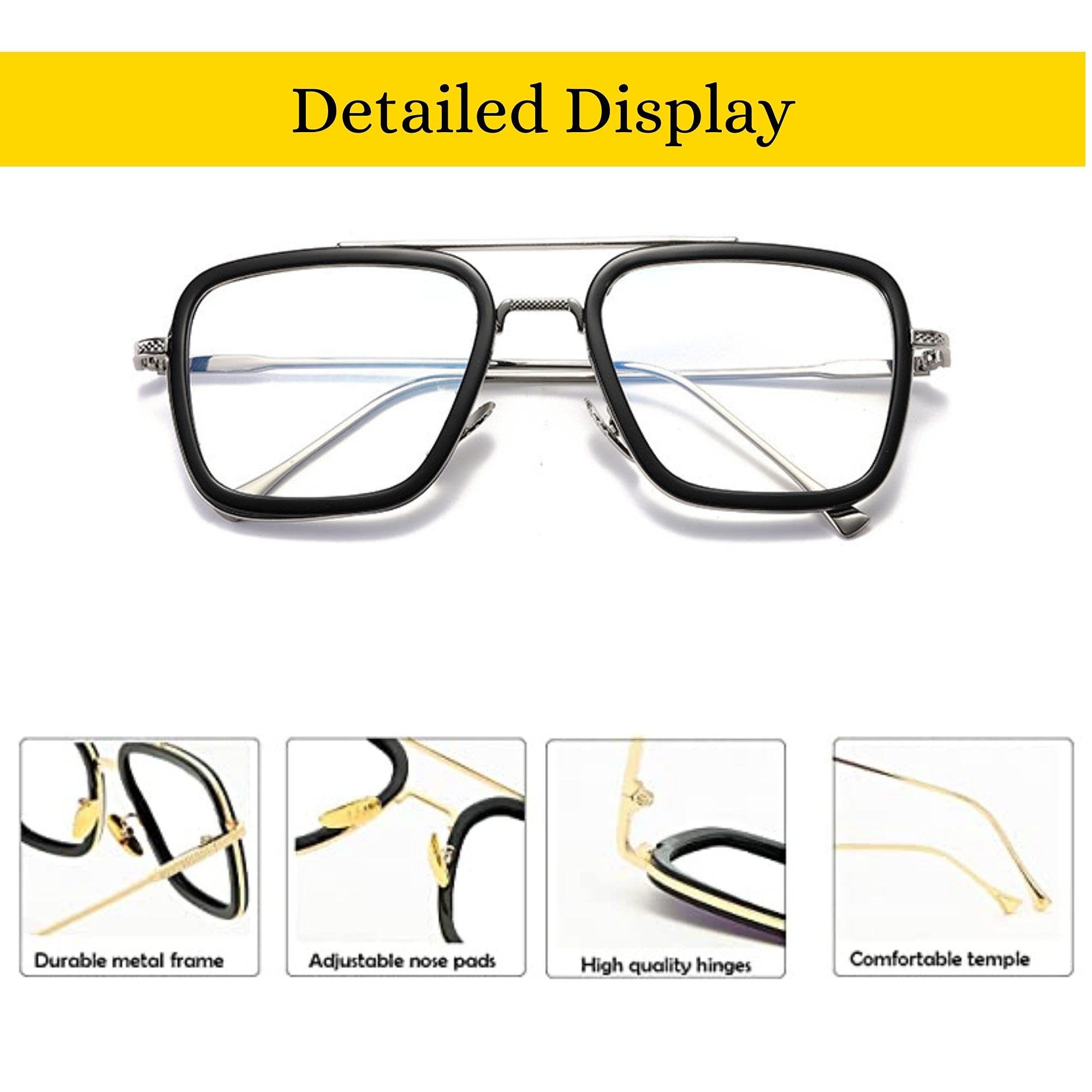 4Flaunt BluBlock Series Blue Light Blocking Zero Power Anti Glare Eyeglasses | Reduce Eye Strain, Dry Eyes, Headaches and Blurry Vision | Computer/Gaming/TV/Phones Specs For Men & Women (Silver) 1