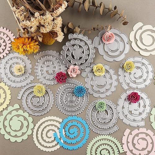 Miniatura 2 de 8 troqueles de corte de metal en espiral de flores 3D para hacer tarjetas, álbumes de recortes, plantillas de troquelado, plantillas de perforación,