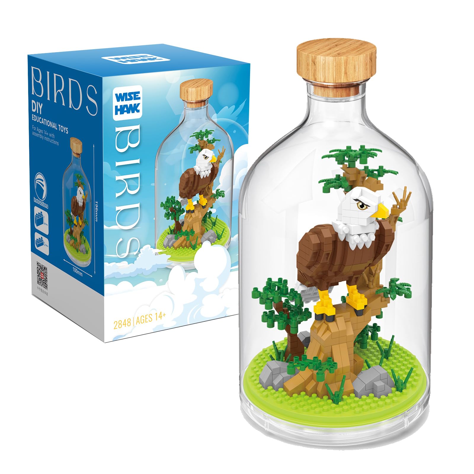 NVOSIYU Eagle Building Sets Animals Toy, Mini Bricks Bird Model Animal Figures Building Blocks Set with Display Case, Birthday Gift for Adults, Home Decor