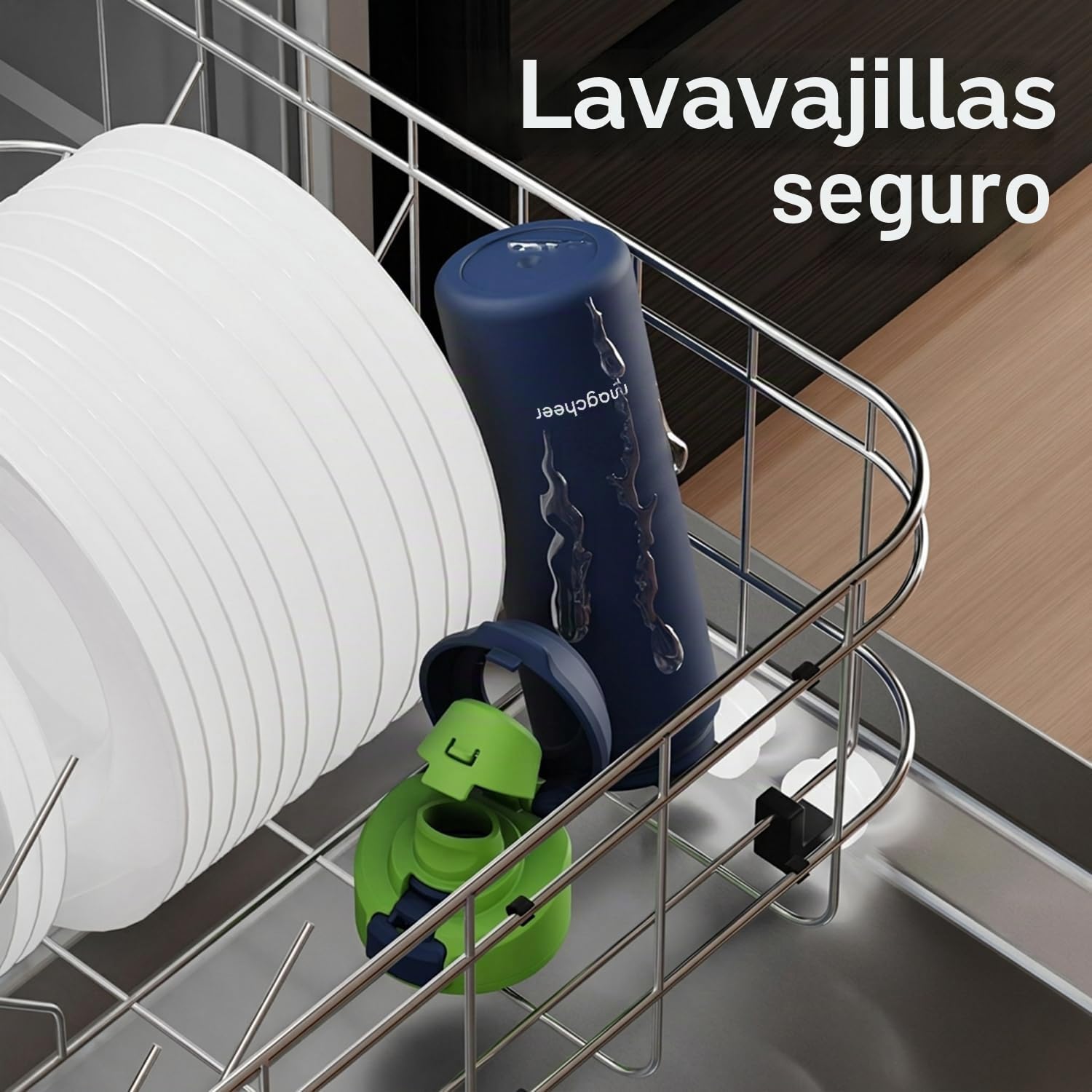 magcheer Botella Magnetica 1L con Soporte Movil | Trípode Multi-ángulos | Sin BPA y A Prueba de Fugas | Botella Termica Frío 24h para Viajes y Selfies de Gym(Azul Oscuro)