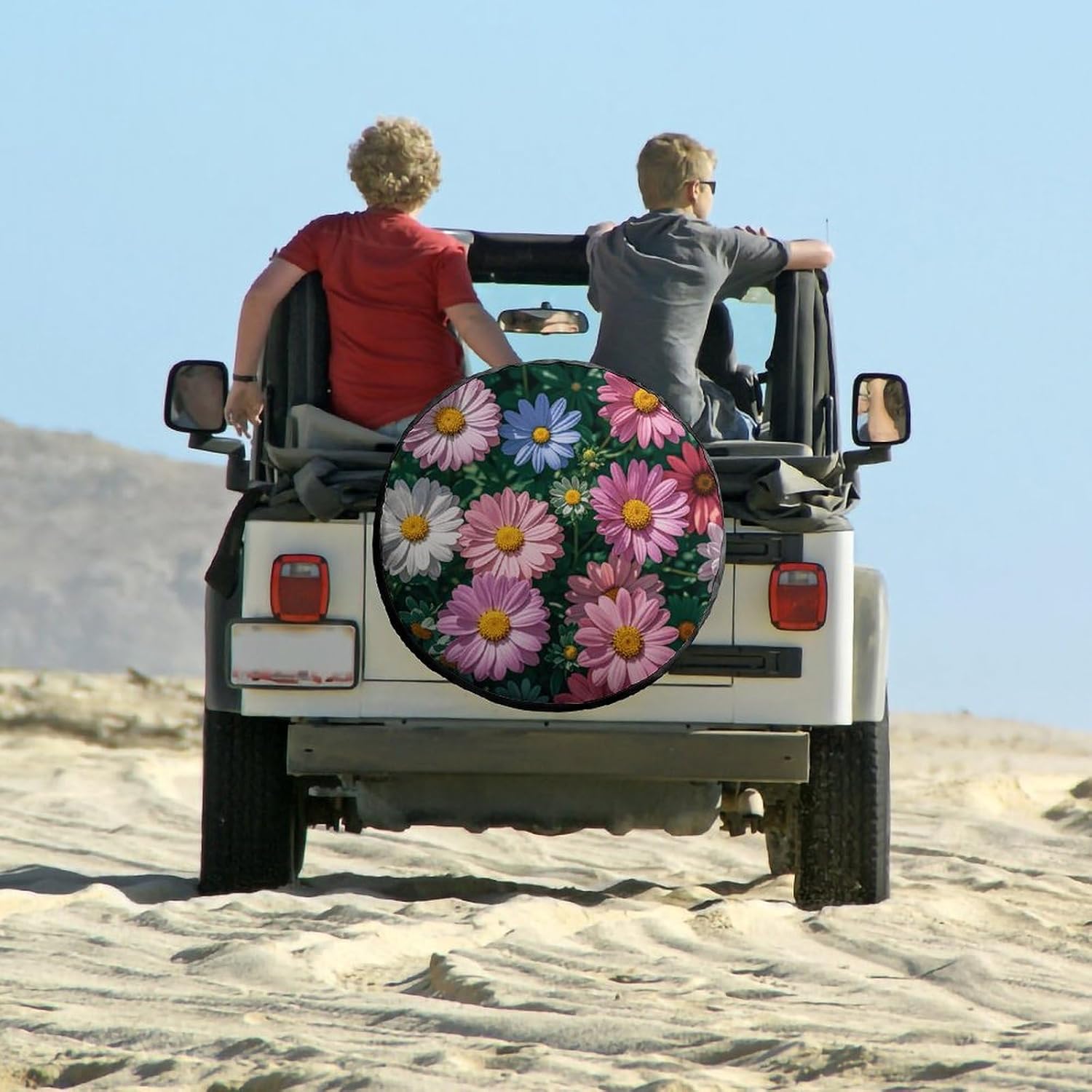 Universal Spare Tire Cover Waterproof Wheel Covers Car Tire Protector Plant Floral Flowers Wheel Protector Dustproof Wheels Tires Cover for RV SUV Truck Camper Trailer 26inch