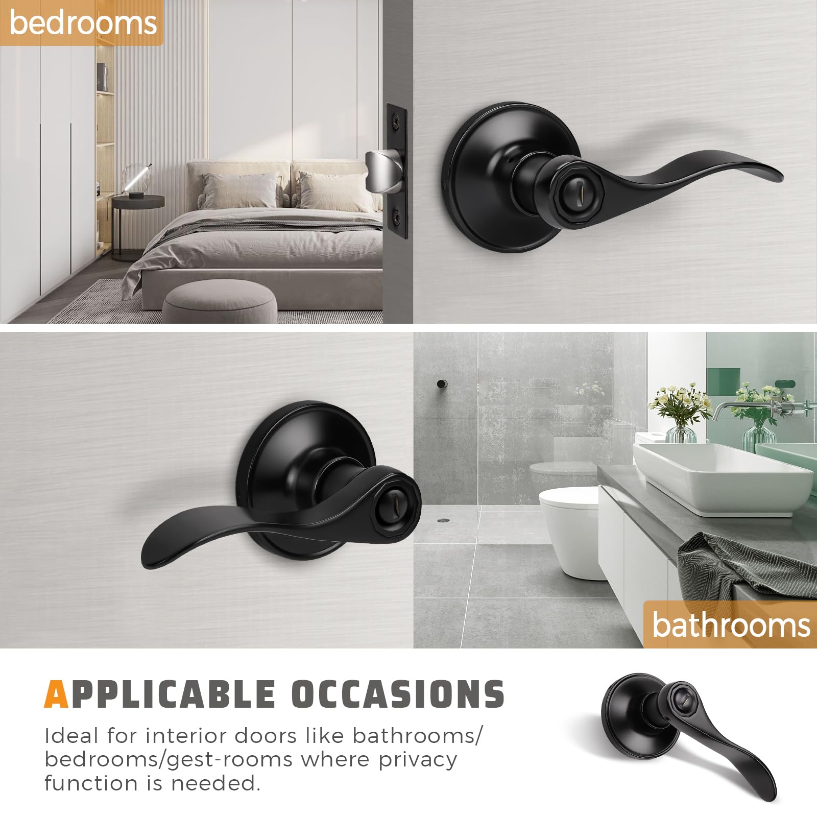 Snapklik.com : KNOBWELL 8 Pack Matte Black Door Handles, Modern Round