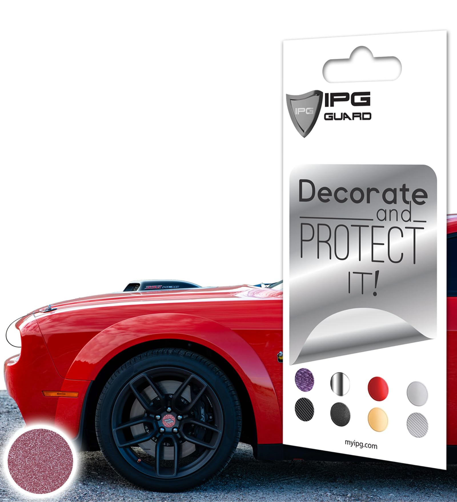 IPG Compatible for Dodge Charger Challenger Durango Wheel Center Cap Decal Sticker Wrap Kit Personalize Your Vehicle (Outer Logo, Pink Glitter)