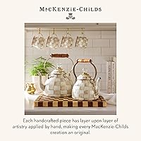Vista 6 de MACKENZIE-CHILDS - Hervidor de té esmaltado, elegante hervidor de té para estufa, diseño marrón y blanco con cuadros Mocha, 3 cuartos