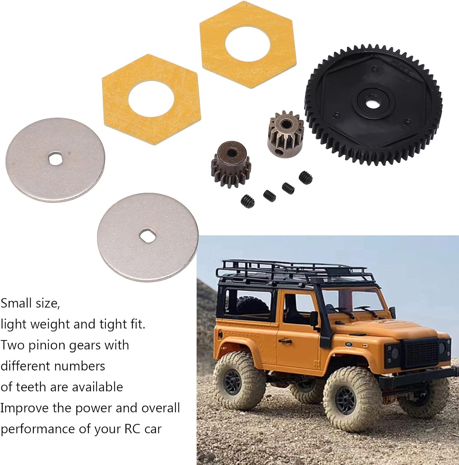 Metal 56T Spur Gear, Small Lightweight Gear Set with 13T 15T Gears for Axial SCX10 RC Crawler Car, Strong Wear (Black)