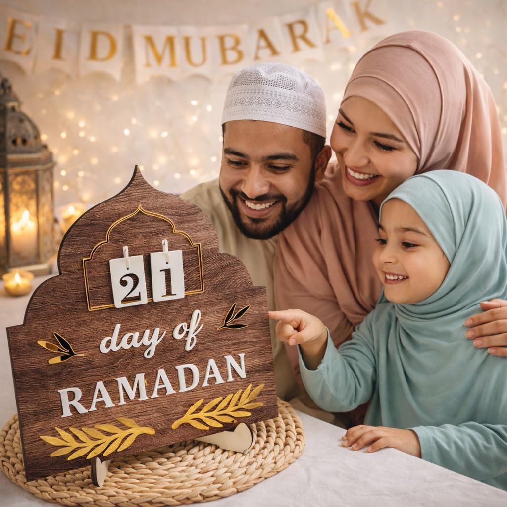 Ramadan Countdown Calendar 2026, Ramadan Decorations for Home, Wooden Eid Mubarak Ramadan Advent Calendars for Islamic Muslim Gift Date Tracker Table Decor - زينة رمضان كريم ديكور image 5
