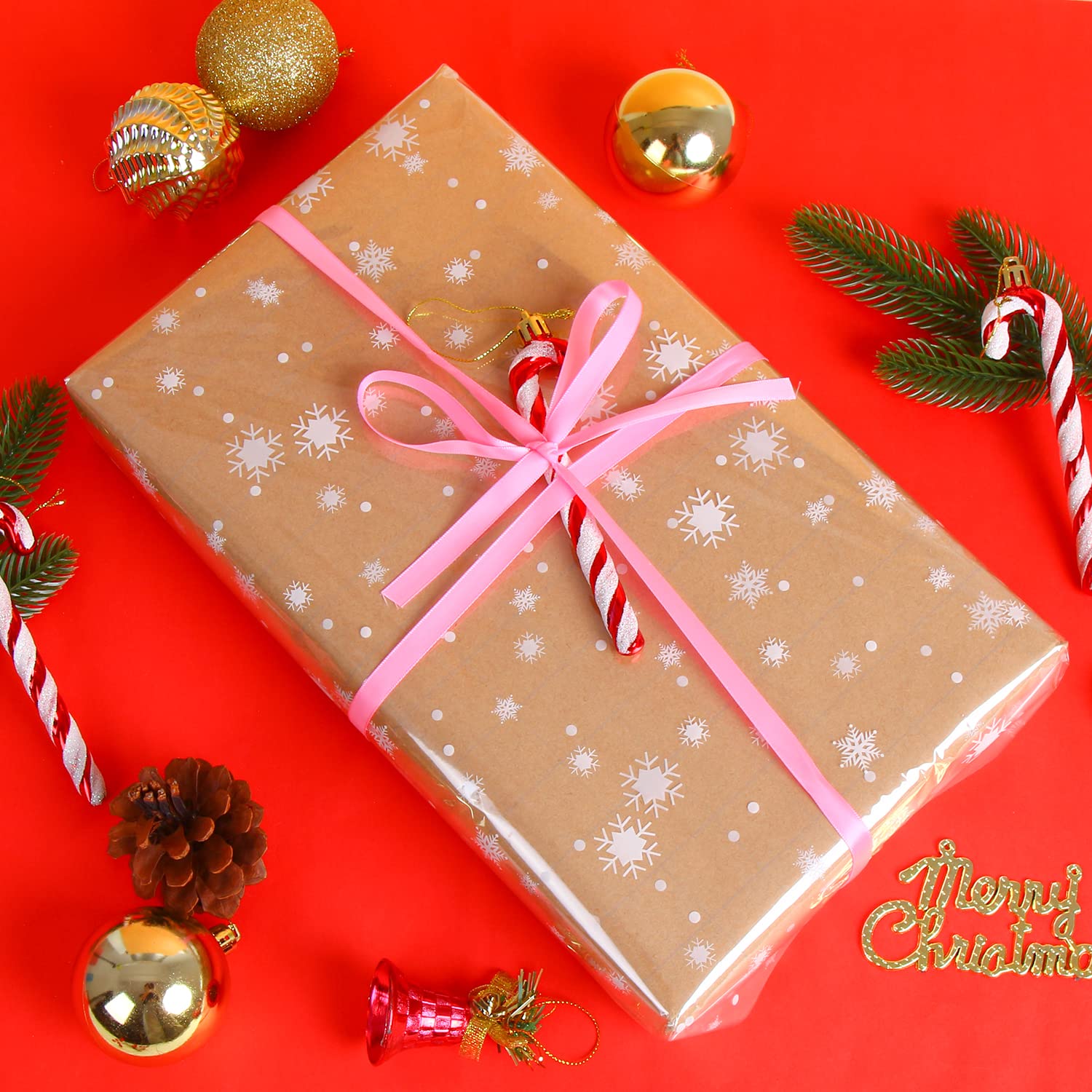 Sulanmo - Rouleau De Cellophane Transparent à Motifs Flocons De Neige Pour Emballage Cadeau Noël, 80 Cm X 30 M - Déco Hivernale