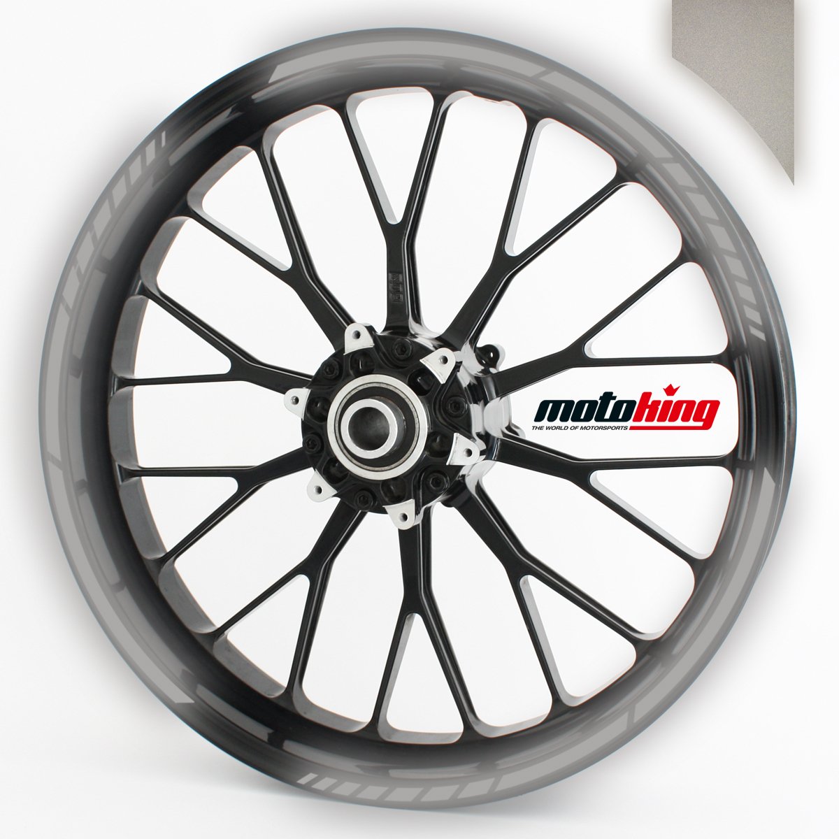 Felgenrandaufkleber im GP Design - Vorgekrümmt für 20" bis 24" - Felgenaufkleber - Für Motorrad, Auto & mehr - Farbe: Schwarz Reflektierend