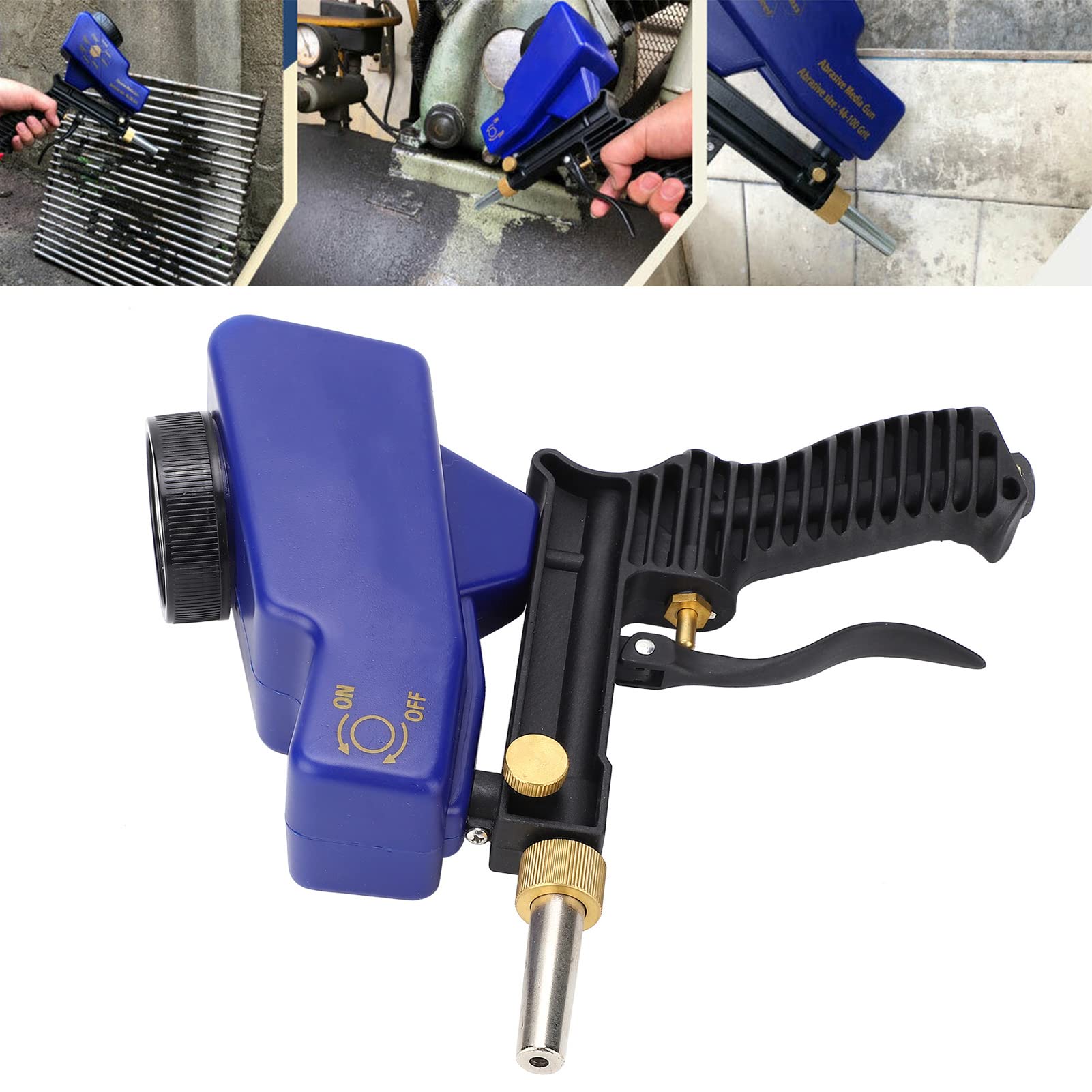 Zestaw pistoletów do piaskowania, 70-150 PSI 6000RPM Grawitacyjny pistolet do piaskowania, ręczne narzędzie, pistolet do piaskowania do usuwania farby i rdzy z metalu, drewna i szkła, wytrawiania, u