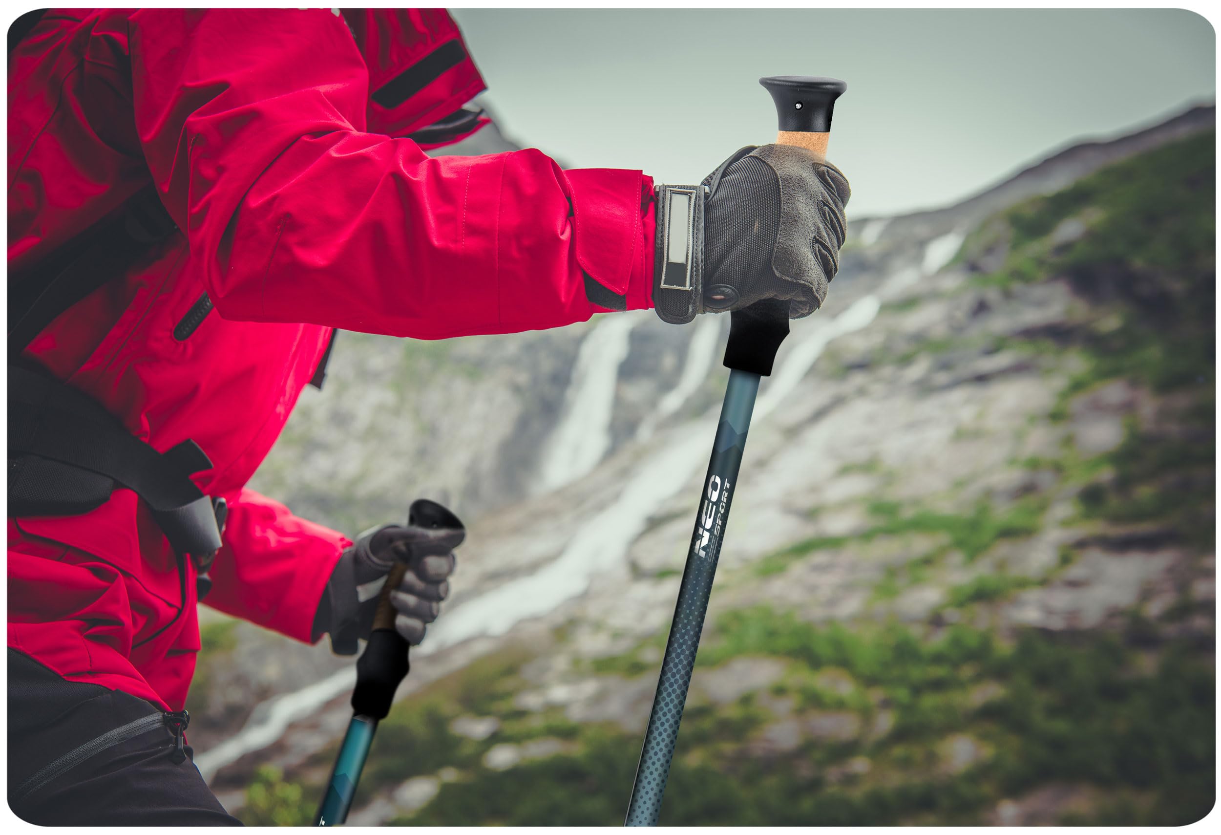 EO-Sport Trekking Bâtons de Marche Marche Nordique Pliant Réglable 85-130 cm Aluminium Liège Poignée 1 Paire