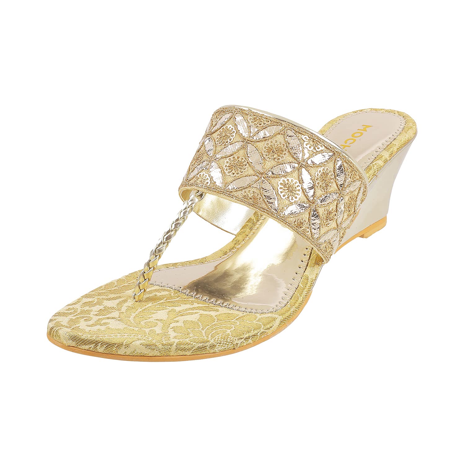 Mochi Womens Gold Ethnic Faux Leather Slip On Fashion Heel Sandals UK/7 EU/40 (35-4720) (B09NRPT3TW) Amazon Price History, Amazon Price Tracker