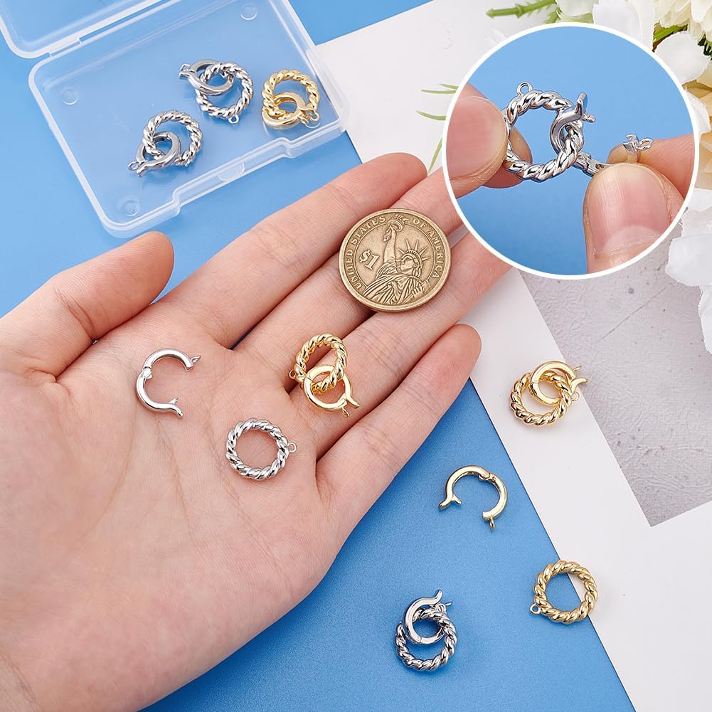 PH PandaHall 8pcs 18K Gold Plated Brass Fold Over Clasps 25.5mm Fold Over Clasp Extender, Double Bail Clasps Jewelry Extender Clasp for Bracelet Necklace Anklets Jewelry Making Accessories - Image 3