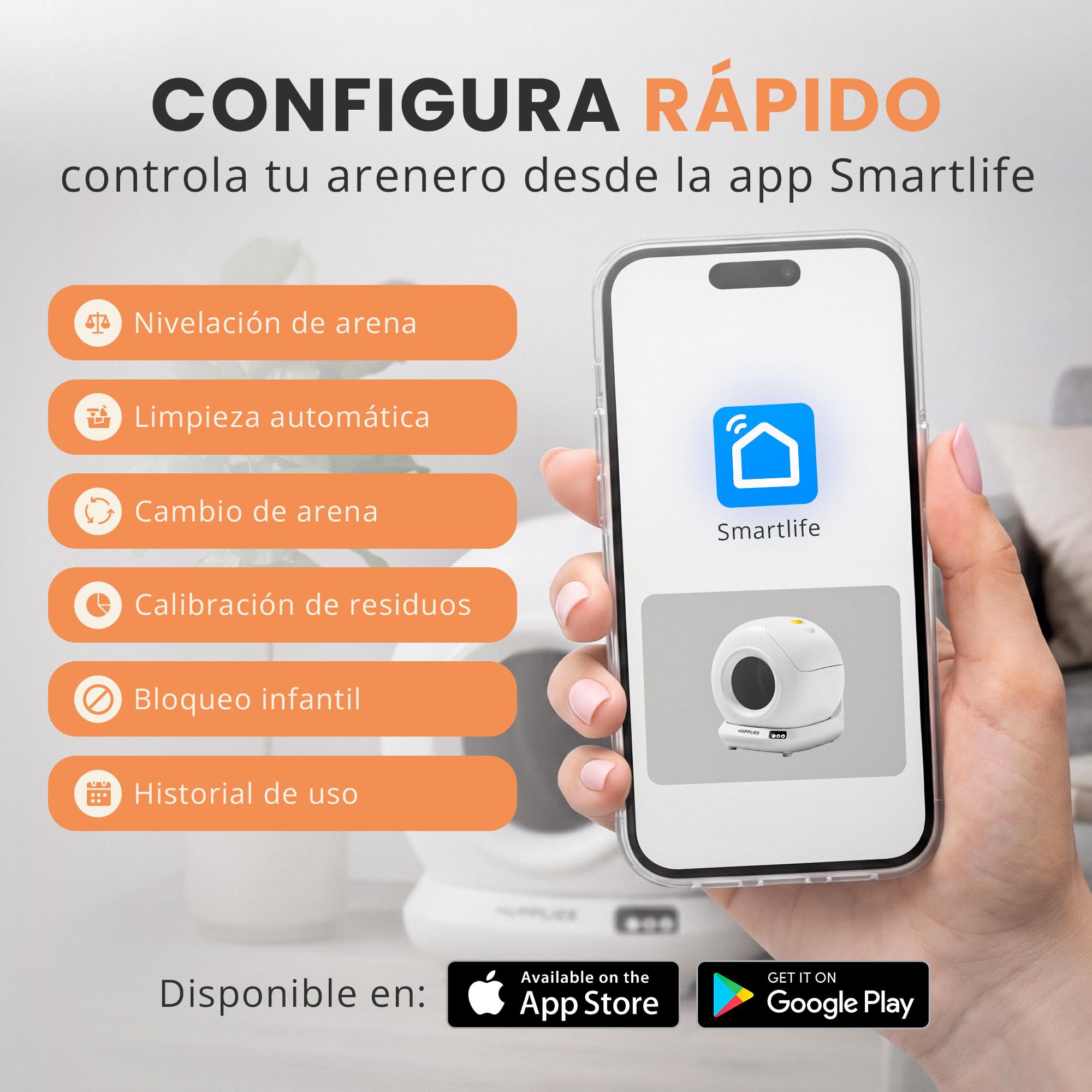 JUPPLIES Arenero Gatos Autolimpiable 78L | Arenero Automatico con Control Vía App | WC Gato con Sensor de Movimiento | Ideal para Múltiples Gatos con Pack De Bolsas Incluidas