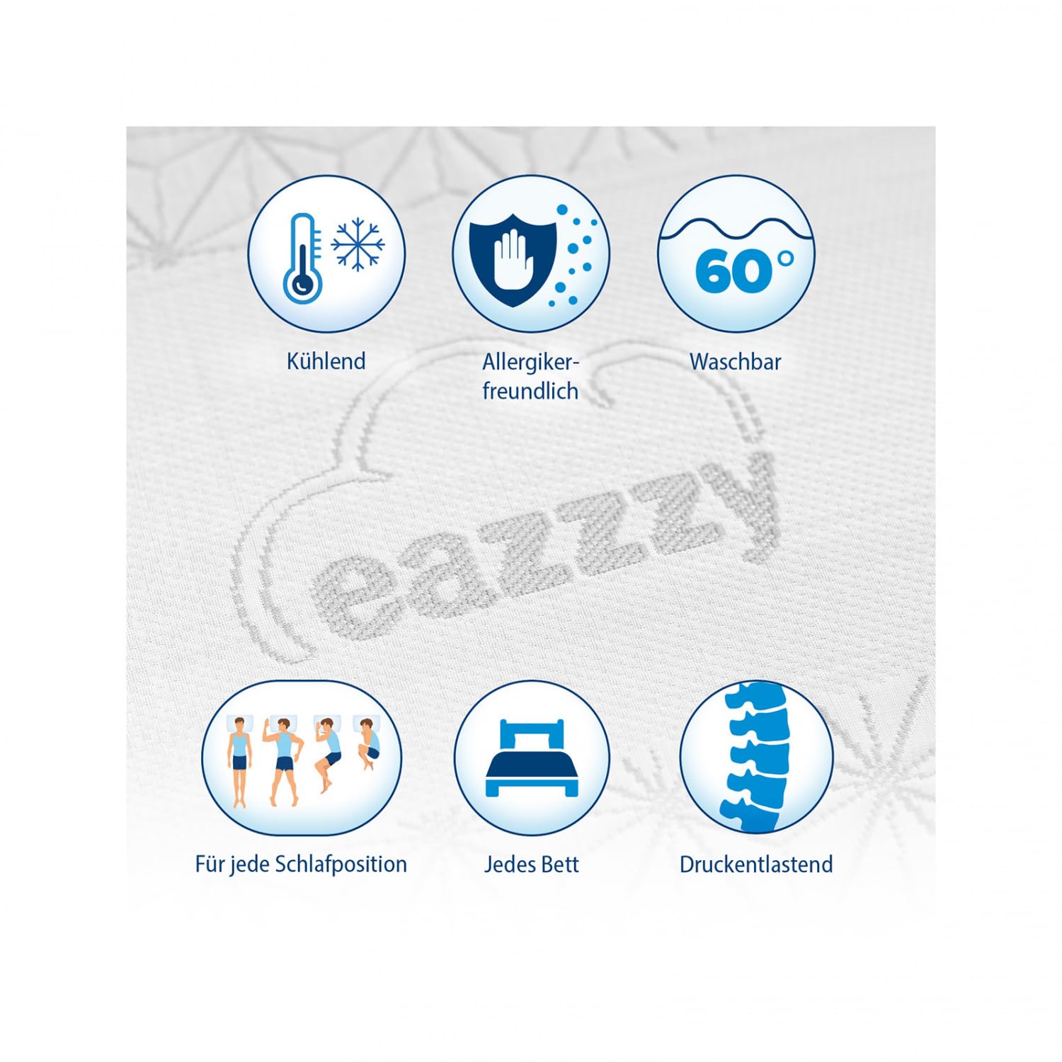 Genius eazzzy Topper Deluxe Clima Control Größe 80 x 200 x 9 cm hoch, Matratzentopper mit Kühleffekt, Cooling Wendetopper, atmungsaktive Betttopper Matratzenauflage, Oeko-TEX Zertifiziert