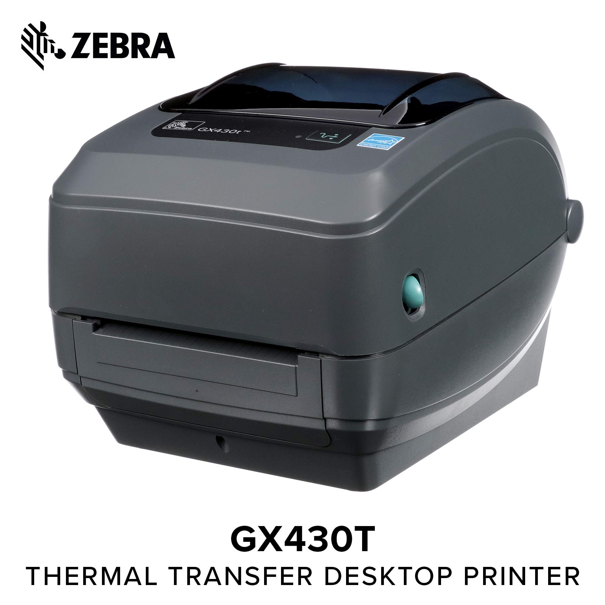 Zebra - GX430t Thermal Transfer Desktop Printer for Labels, Receipts, Barcodes, Tags, and Wrist Bands - Print Width of 4 in - USB, Serial, and Parallel Port Connectivity