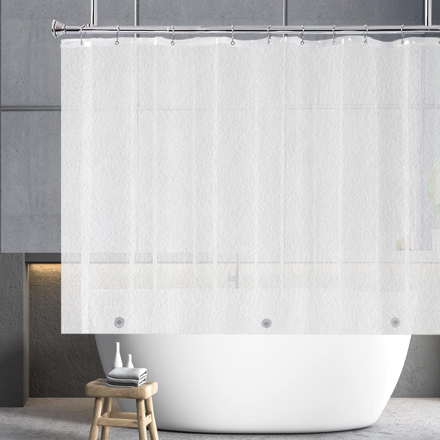 Barossa Design PEVA Clear Plastic Shower Curtain Liner Lightweight With 3 Magnets Waterproof 72 X 72