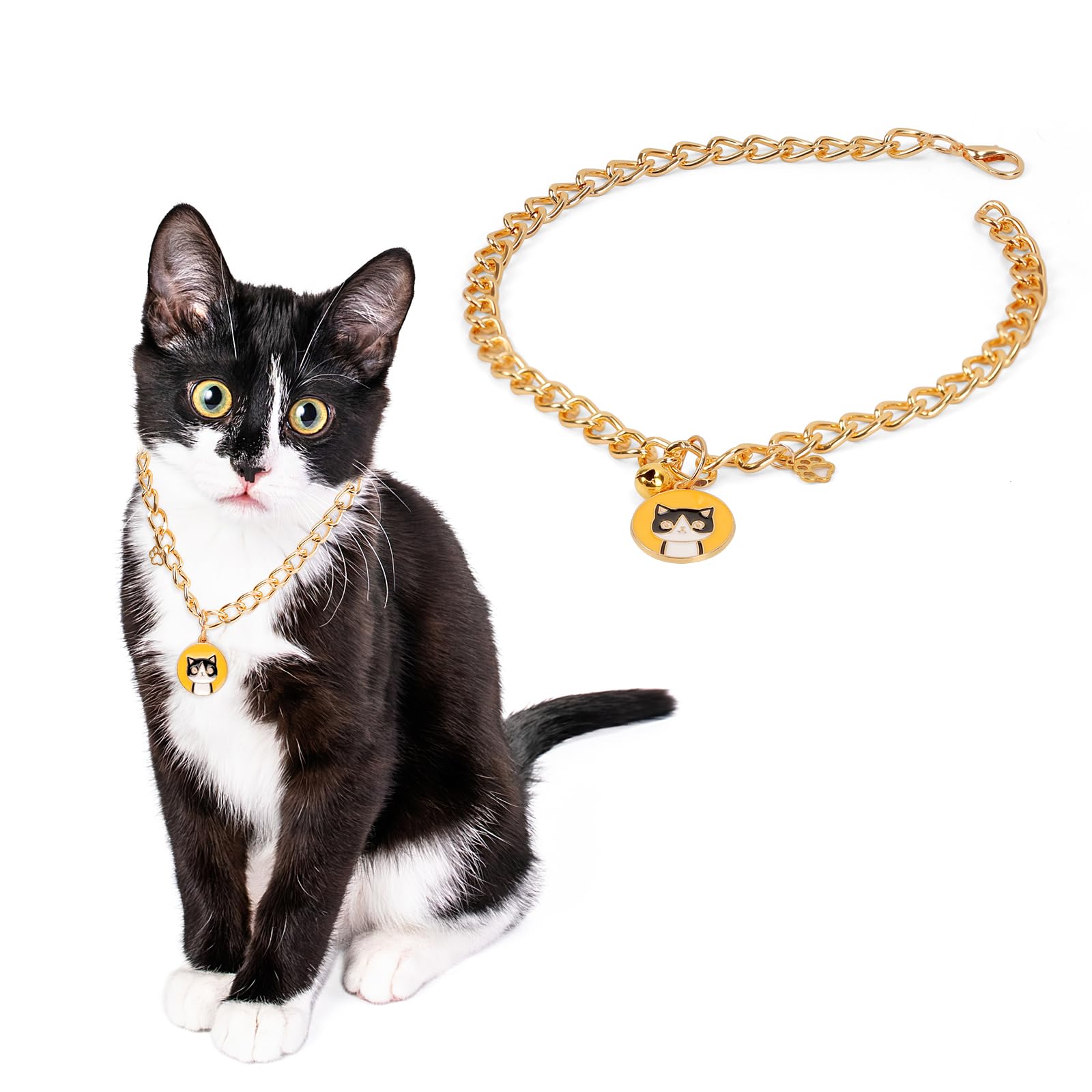 HOWWFALY Hundehalsband & Katzenkette Aus Edelstahl – Vergoldet, Herzförmig, Verstellbar 17,8-38,1 Cm, Für Kleine Haustiere