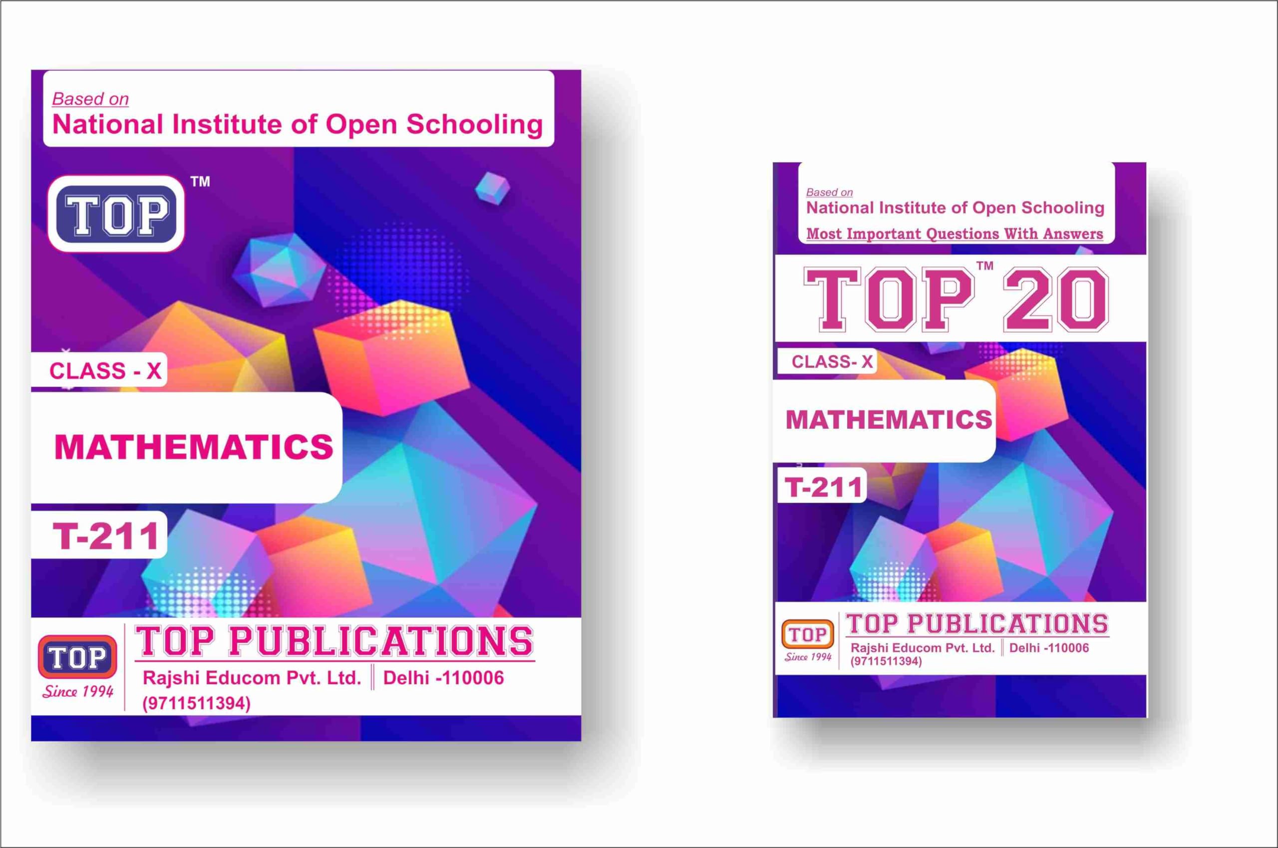 TOP NIOS Class 10 Mathematics 211 Guide + TOP 20 Most Important Question Answers (Mini Book) - Set of 2 Books