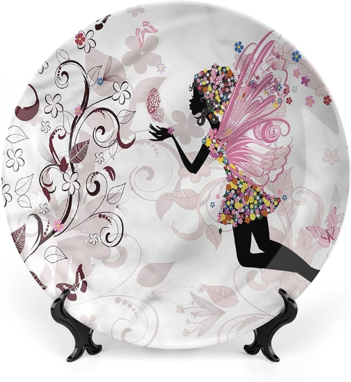 XISUNYA 7 Inch Decorative Plate, Princess Tableware Plate, Mystery Forest and Nature Print Ceramic Wall Hanging Decor Accessory for Dining Table Tabletop Home Decor, Muticolor