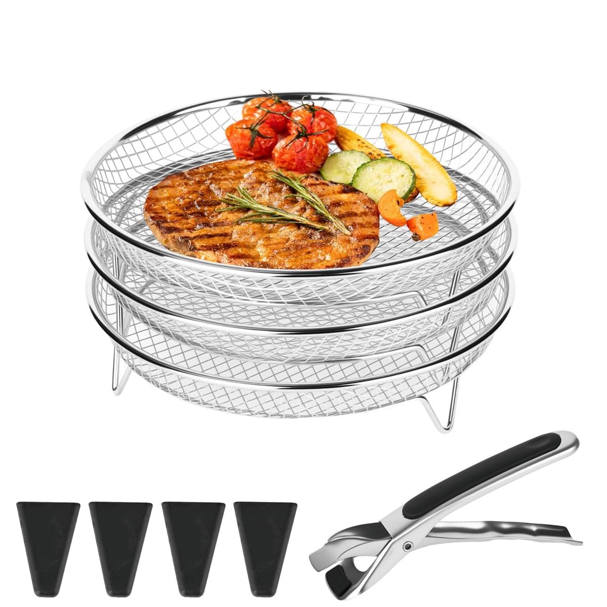Grille ronde pour friteuse à air chaud accessoire acier inoxydable 304 3 niveaux