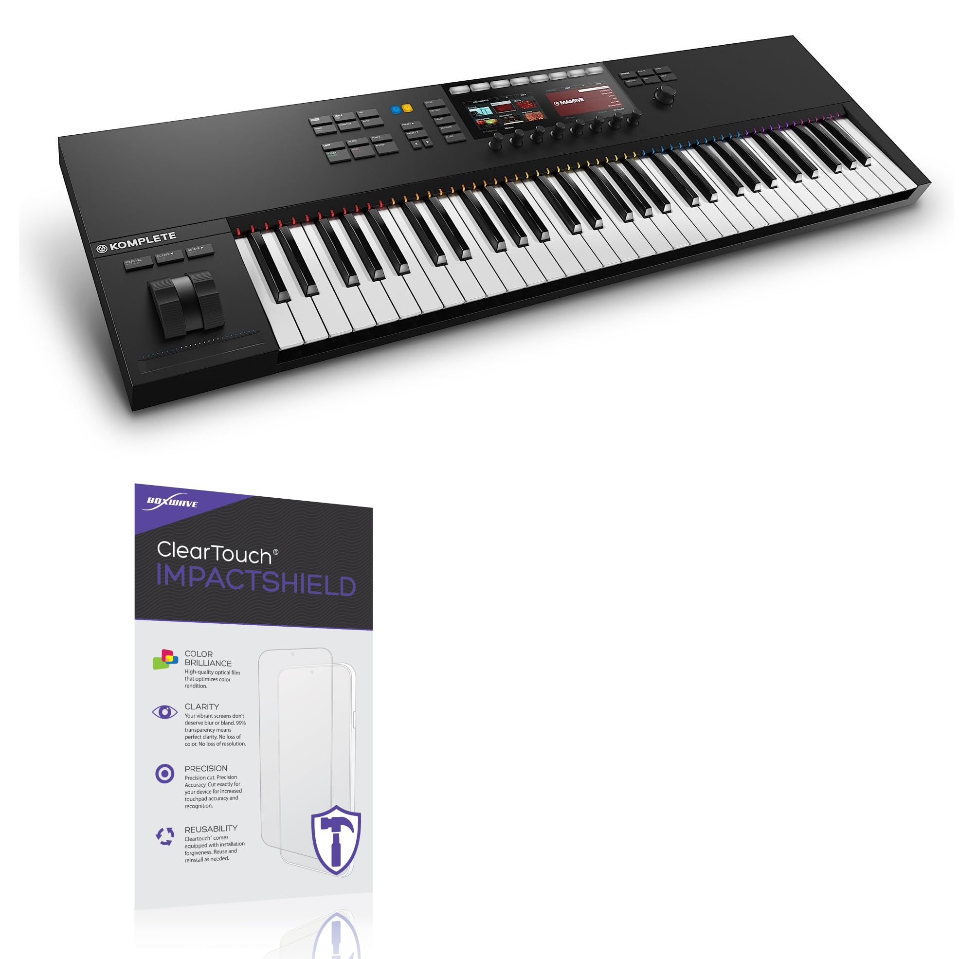 BoxWave Screen Protector Compatible with Native Instruments Komplete Kontrol S61 - ClearTouch ImpactShield (2-Pack), Impenetrable Screen Protector Flexible Film