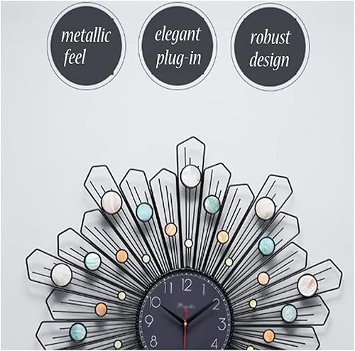 Miniatura 7 de GaRcan Reloj de pared moderno de metal con luz, reloj de pared de lujo, reloj de pared, silencioso, funciona con pilas, decoración de pared para