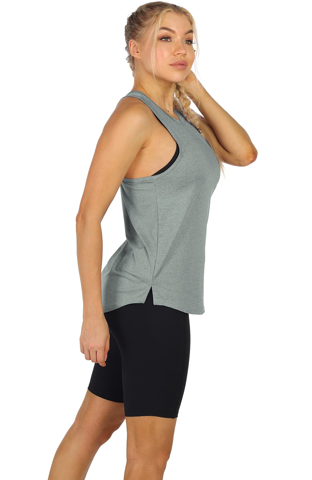 icyzone Femme Débardeur de Sport Dos Nageur Yoga Shirt sans Manches Running Fitness Jogging Tank Top, Lot de 3