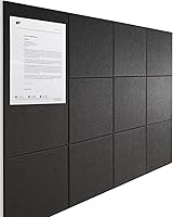 Sanakma 48x36 Large Black Felt Cork Board Tiles - 12 Pack Bulletin Board Alternative for Office, No-Drill Wall Mount with Pins