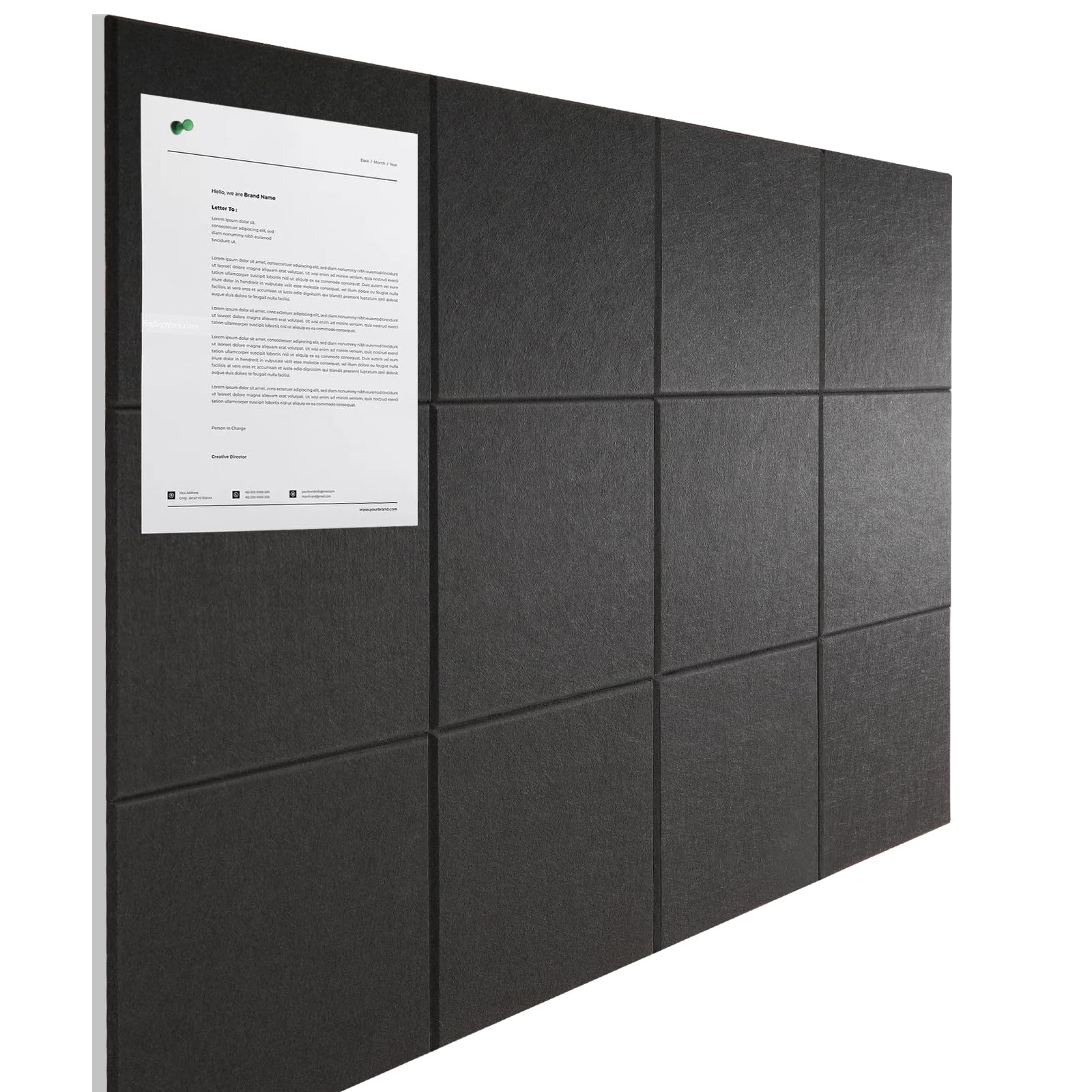 Large Cork Boards for Walls 48" x 36",12 Pack Bulletin Boards Alternative Cork Board for Office,Black Felt Wall Tiles, Contains Removable Security
