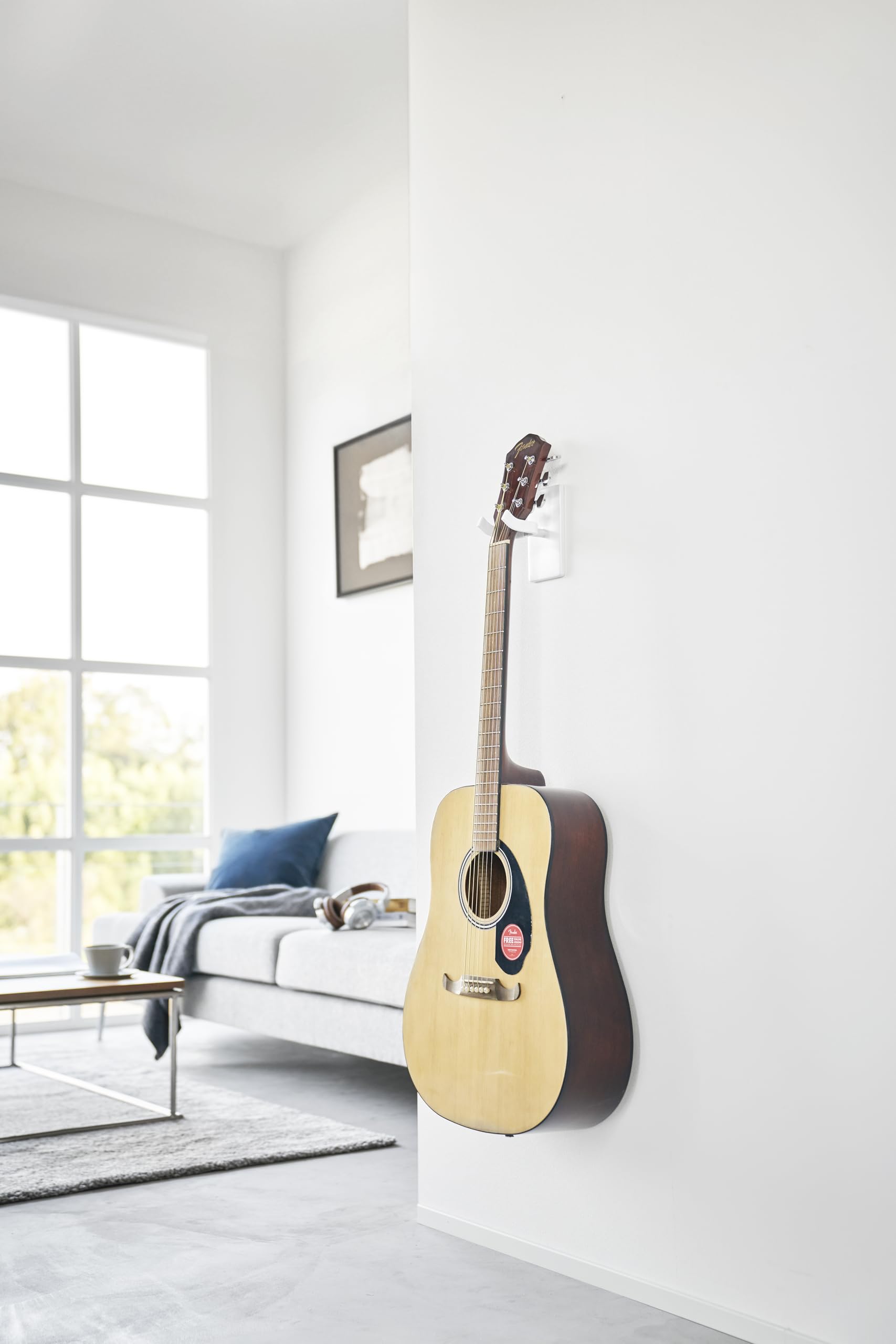 YAMAZAKI 1925 TOWER WallMounted Guitar Holder, white, Steel/Silicone/ABS Resin, 8 x 11.5 x 14 cm