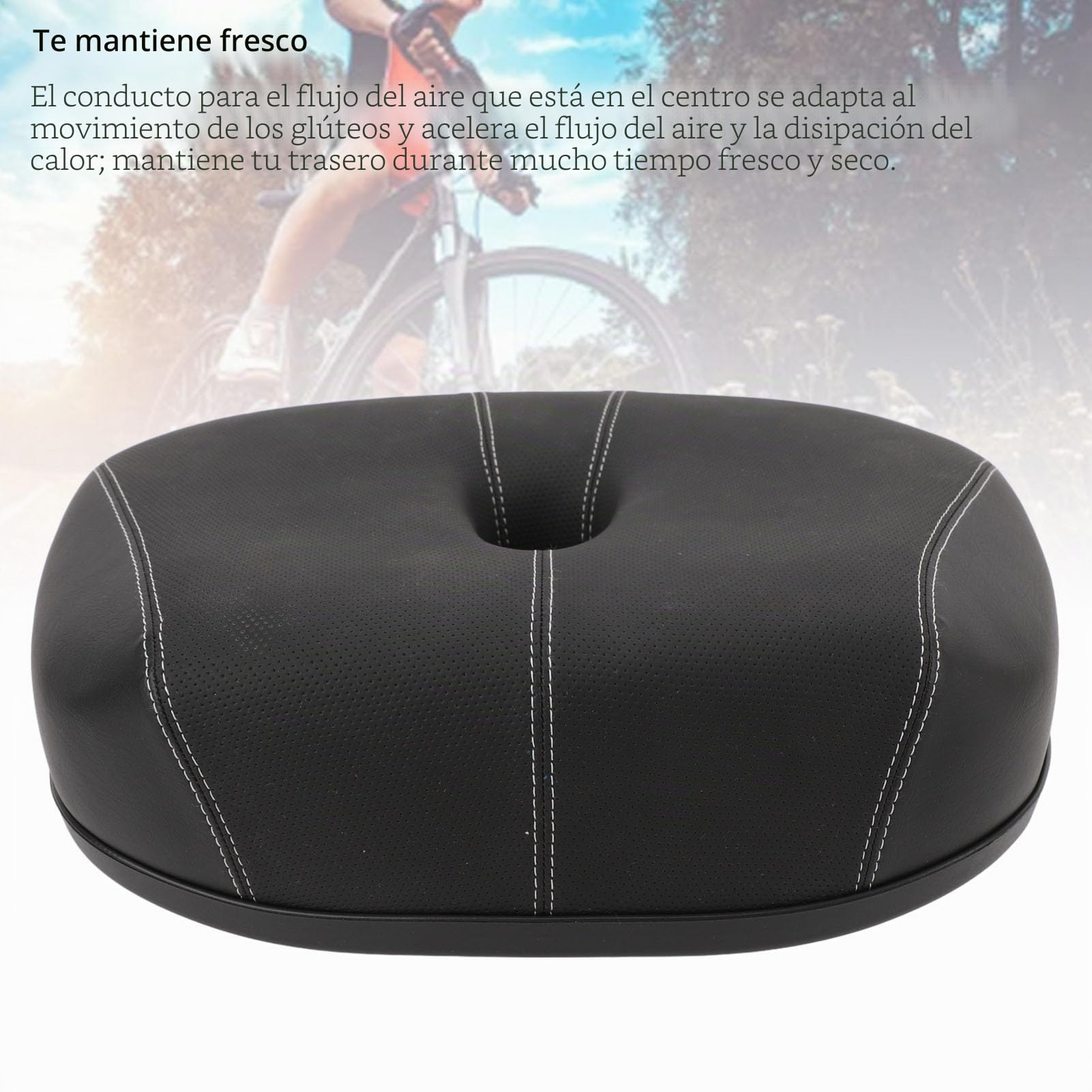 BuyWeek Sillín de bicicleta sin conexión, asiento de bicicleta PU cuero grueso hueco transpirable asiento de bicicleta para bicicleta plegable de bicicleta de montaña mtb (sillín de bicicleta de cuero