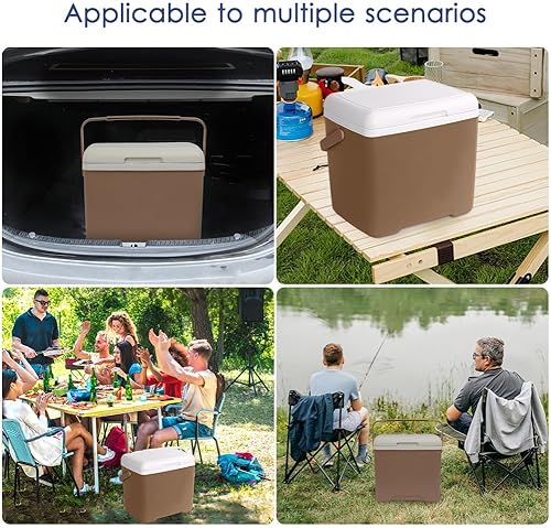 Miniatura 5 de Enfriador de camping portátil aislado con retención de hielo enfriador duro con mango resistente para almuerzo, playa, bebidas, viajes, camping,