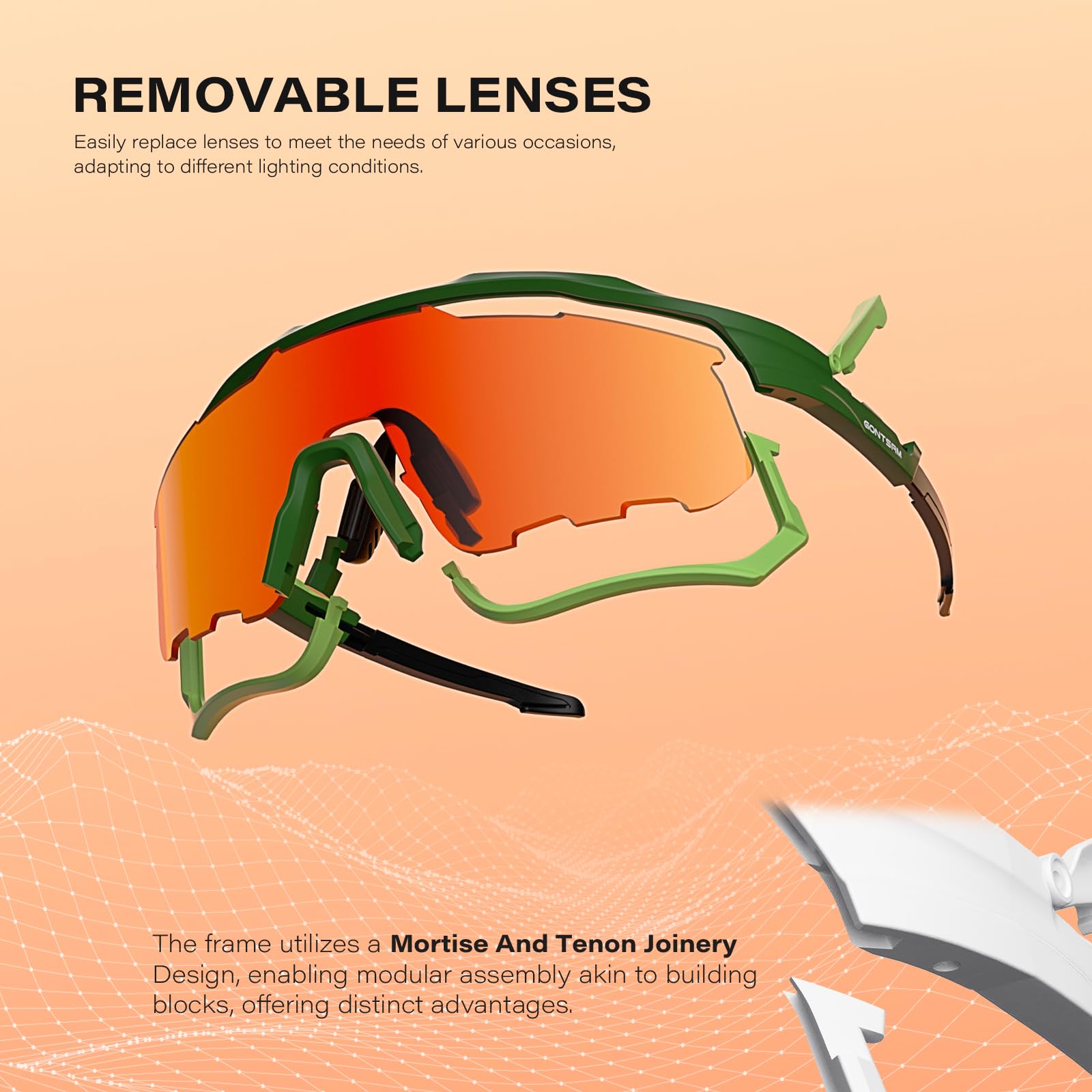 Gafas de ciclismo polarizadas con efecto fotocromático, gafas de sol deportivas desmontables con antivaho de invierno para hombres y mujeres