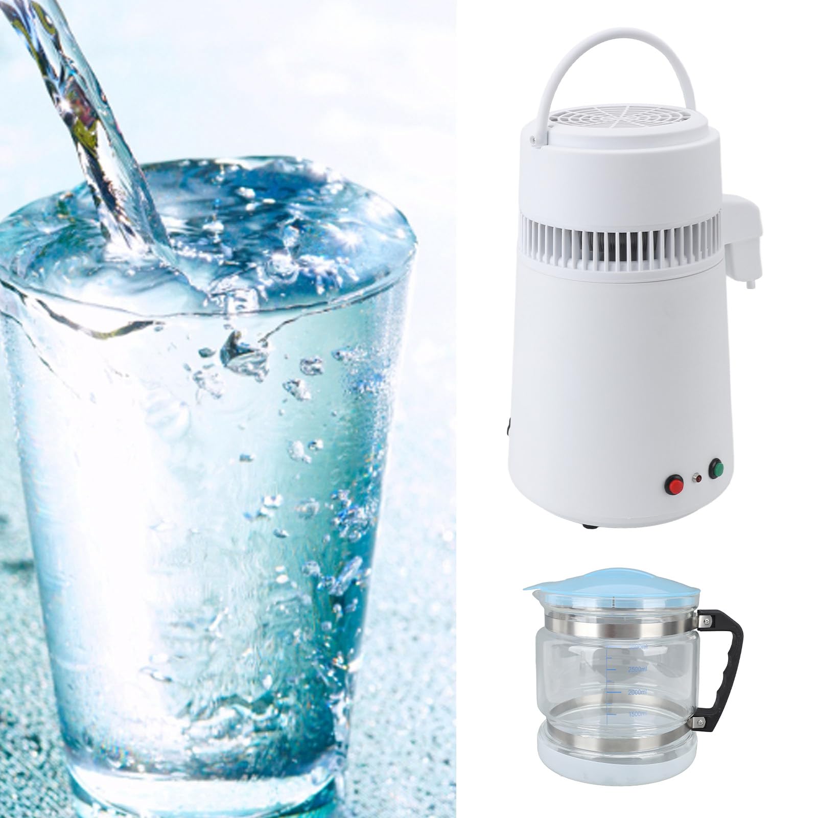 Destilador de laboratorio casero con apagado automático, jarra de vidrio de 4L, fabricante de agua destilada, 750W