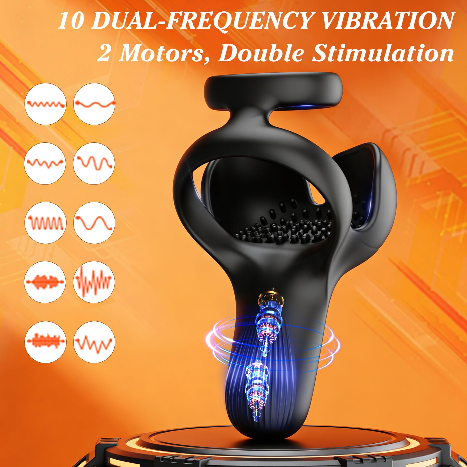 3 en 1 Anneau Pénien Vibrant pour Homme, Anneaux de Pénis Vibrant avec 2 Anneaux avec 10 Modes de Vibration, Jouet Adulte | Sextoy Masculin pour la Stimulation de Testicule, Érection—Non Télécommande