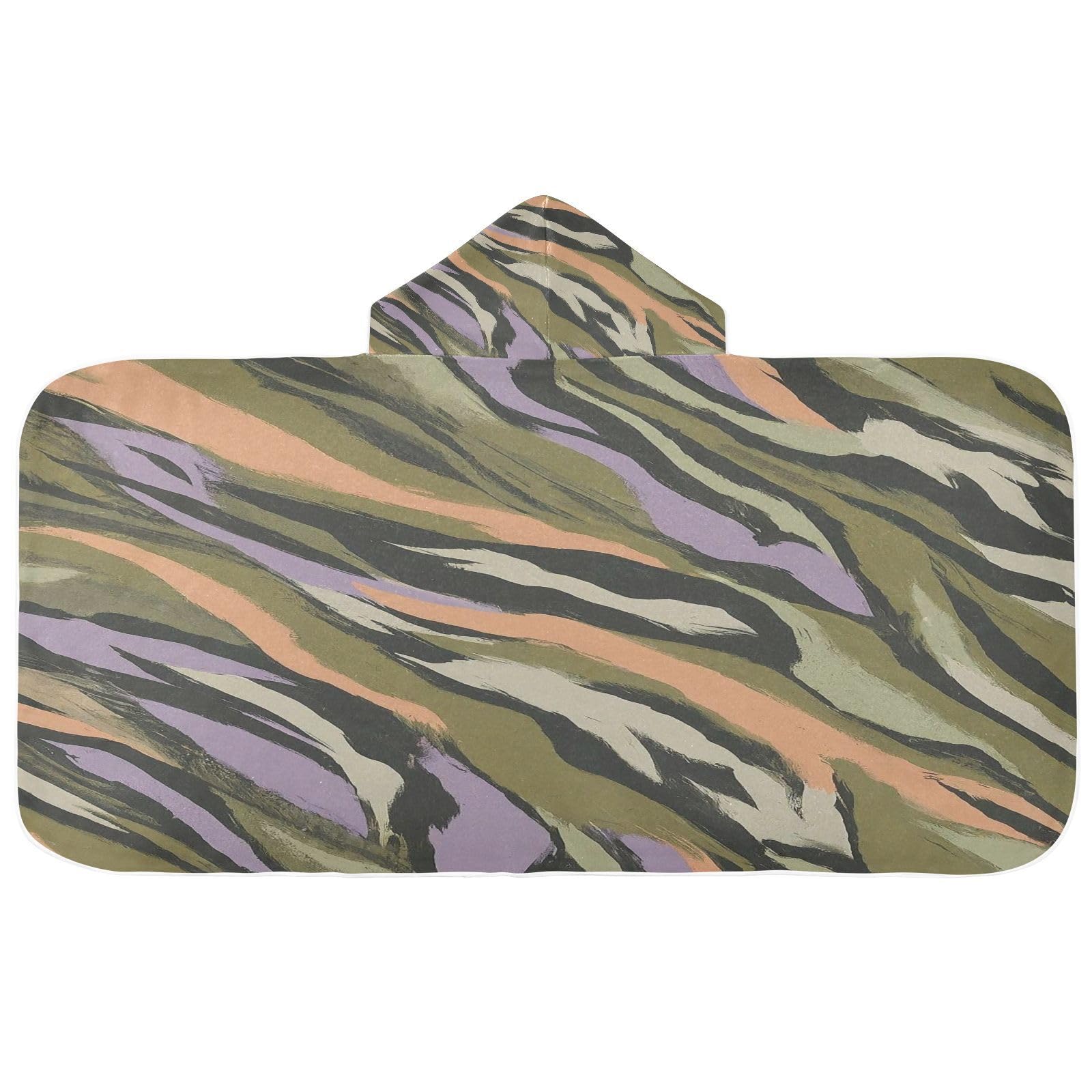 Kigai Camouflage Hooded Beach Towel for Kids Soft Absorbent Quick Dry Bath Towel with Hood Lightweight Toddler Shower Pool Bath Wrap for Boys Girls