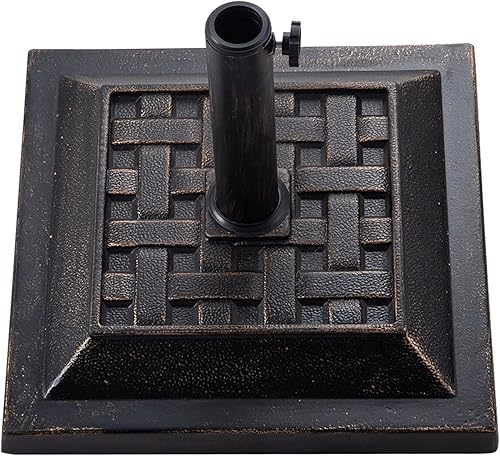 Miniatura 4 de FLAME&SHADE Base cuadrada de 26 libras para sombrilla de mesa de mercado de patio, para exteriores, bronce